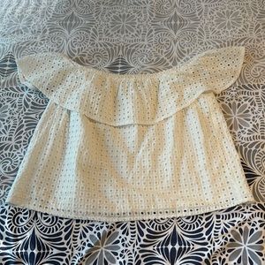 asos white eyelet off the shoulder top size 8